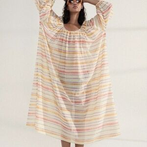 ZARA Striped Cover-Up Oversized Maxi Dress Size XS